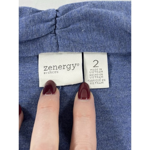 Chico's Zenergy Open Front Cross Back Cardigan Coastal Grandma Boho Women's 2 /L - Picture 5 of 11